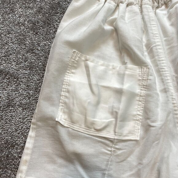 Unbranded Chino Shorts Unisex Adult 24 With Elastic Waist Home Made White 4" - Picture 4 of 11